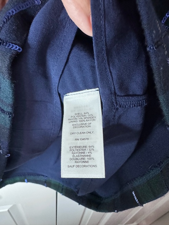 Vineyard Vines Blue and Green Plaid with Sequin Details Mini Skirt size 0 - Picture 6 of 6